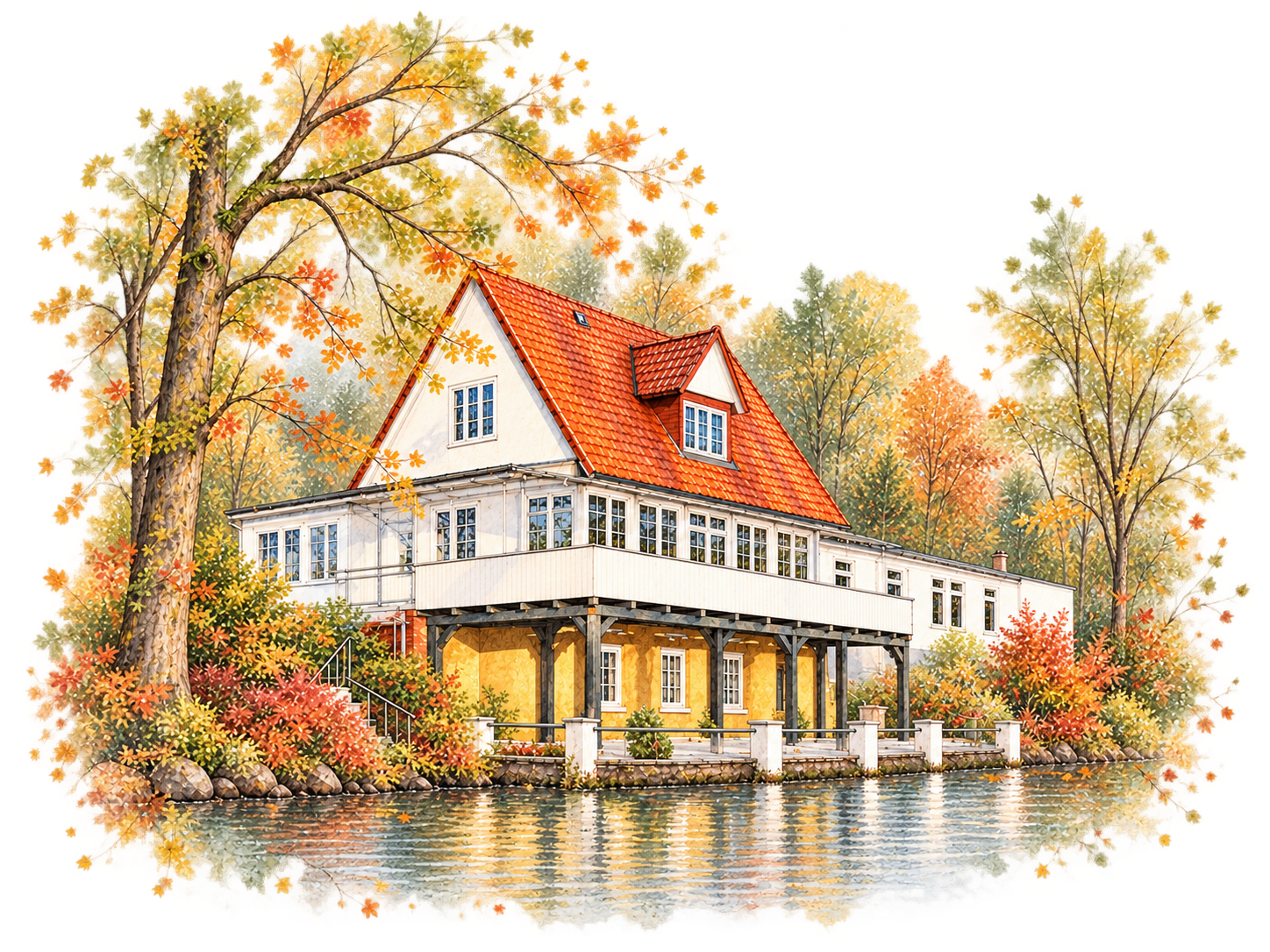 Das Waldschlösschen als Aquarell
